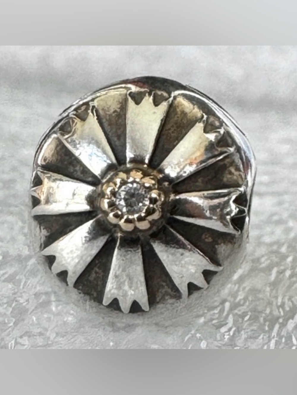 Authentic PANDORA Friendship Flower Sterling Silver Clip Charm